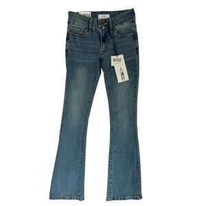 Rise Supply Co. Two Button Bootcut Jeans in Medium Vintage Wash Sz 1/25